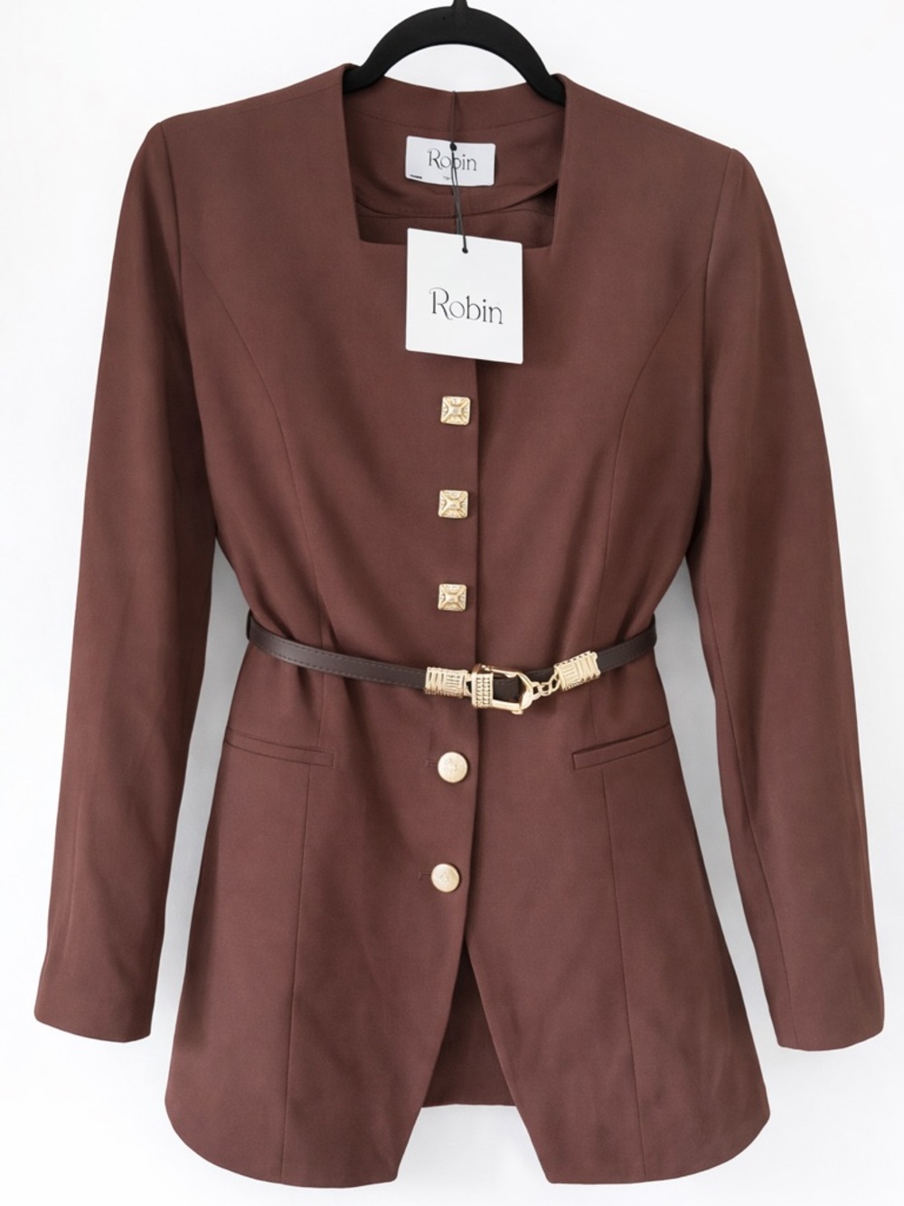 Zara Women's Brown Tailored Belted Jacket and matching trouser